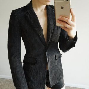 Kenneth Cole New York Black Denim Blazer with Black Piping for a Night Out
